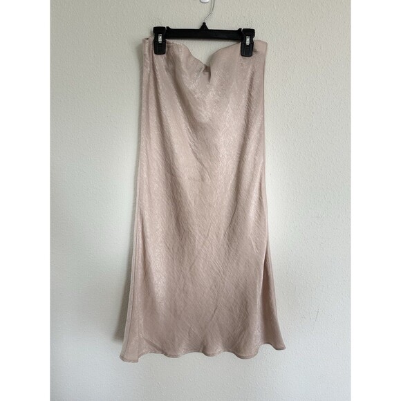 NWT Bobeau Mushroom Satin Shimmer Midi Skirt Size M Feminine Classy Elegant - Picture 2 of 7